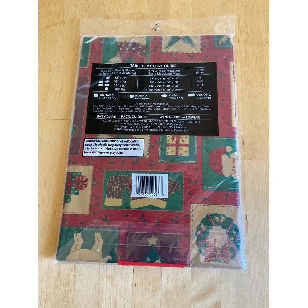 Santas Workbench Christmas Traditions Vinyl Tablecloth 52x52 Square Flannel Back